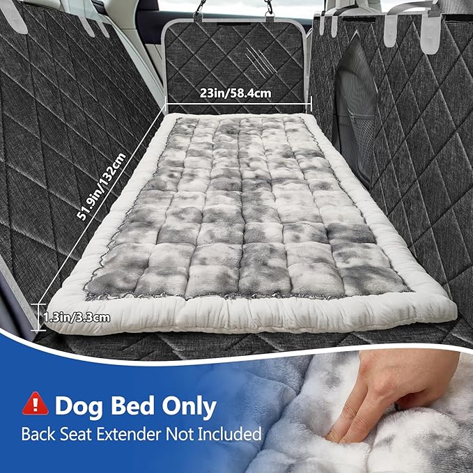 Thickened Dog Bed for Car Back Seat, Upgraded Bottom Non-Slip，Fits Hard Bottom car seat Cover for Dogs, Premium Mixed Color ，Dog Car Seat Cover