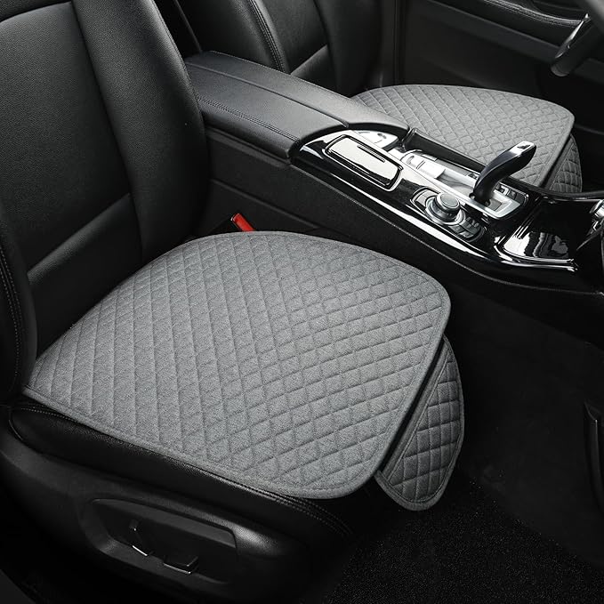 West Llama Linen Car Seat Covers,Bottom Seat Covers for Cars Include 2 Piece Front Driver Seat Pad Mat Universal Fits 90% Vehicles,SUVs,Cars,Sedans(2Piece-Gray)