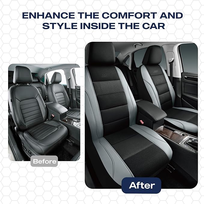 Skechers Men’s Air-Cooled Seat Covers, Memory Foam Car Seat Covers Front Seats, Airbag Compatible,Universal Fit for Most Cars, SUVs, Vans and Trucks,Grey