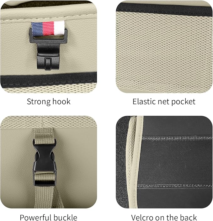 Hanging Car Trunk Organizer and Storage, Premium Faux Leather Large Capacity Storage Accessories, Backseat Car Organizer for SUV/MPV/Truck (1, Beige)