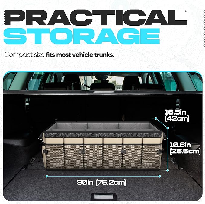 FORTEM Trunk Organizer For SUV Car Trunk Organizer, Foldable Storage, Car Accessories for Women Men, Collapsible Bag, Perfect Christmas Gifts, 600D Oxford, Non Slip Bottom, Straps, Soft Cover (85L)