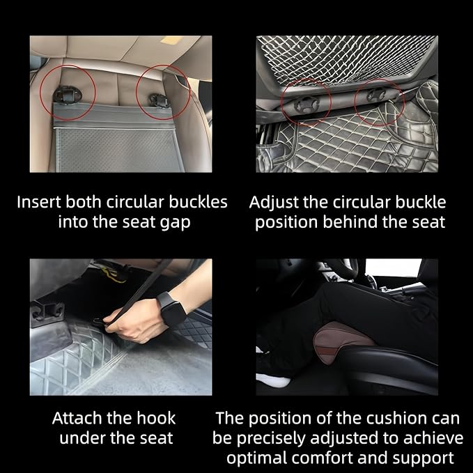 JUPENG Car Seat Leg Extender with Memory Foam ，Leg Rest Pillow for Tall Drivers,Office Chair ，Extra Long Leg Support Cushion，Car Seat Thigh Extender Support Cushions（Black，Beige，Brown） (Black)