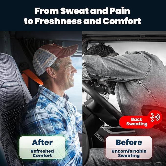 Semi Truck Beaded Seat Covers, Cooling Car Seat Cushion for Back Support, Anti-Sweat Seat Covers for Trucks, Universal Fit for Volvo, Kenworth, Freightliner, Improved Comfort & Durability (2)