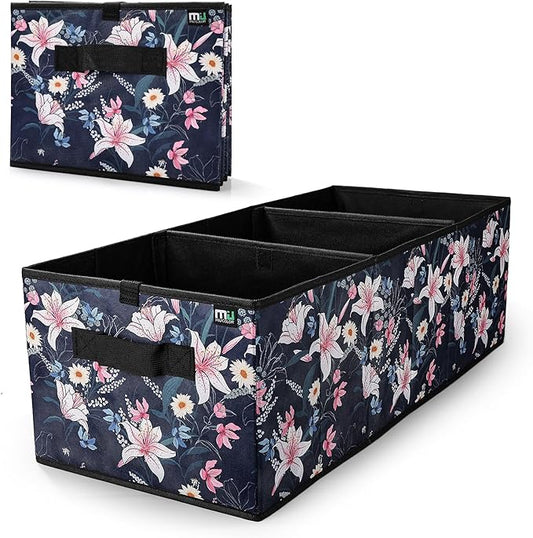 MIU COLOR Trunk Organizer for Car, Car Organizer, Sturdy Trunk Organizer for SUV, Non-Slip Bottom, Storage Organizer for Sedans, Van, Jeep, Grocery, Large 3 Compartments, Floral 32"×13"×10.6"