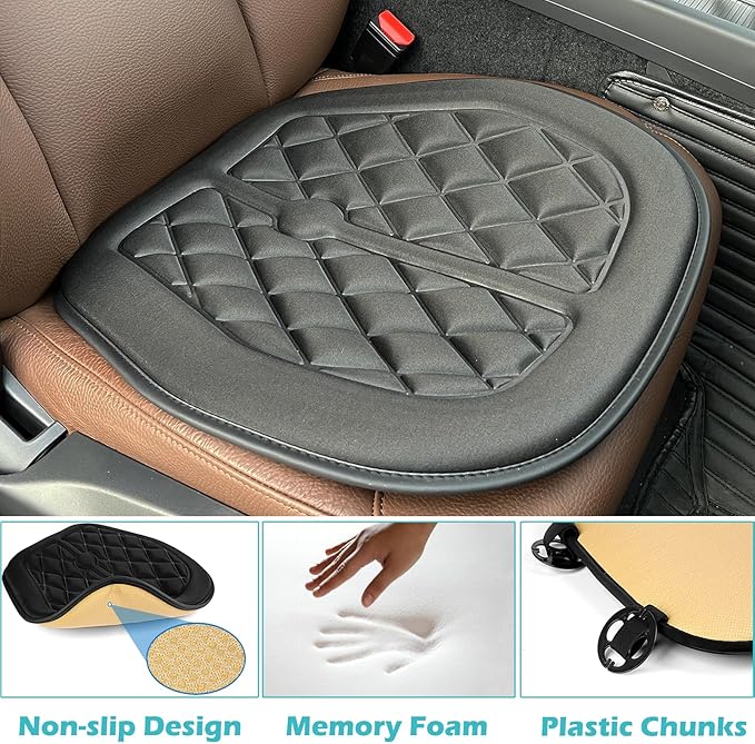 Big Ant Car Seat Cushion, Comfort Memory Foam Driver Seat Cushion Improve Driving View, Sciatica and Lower Back Pain Relief, Seat Cushions for Car Seat Driver, Office Chair, Wheelchair - Black