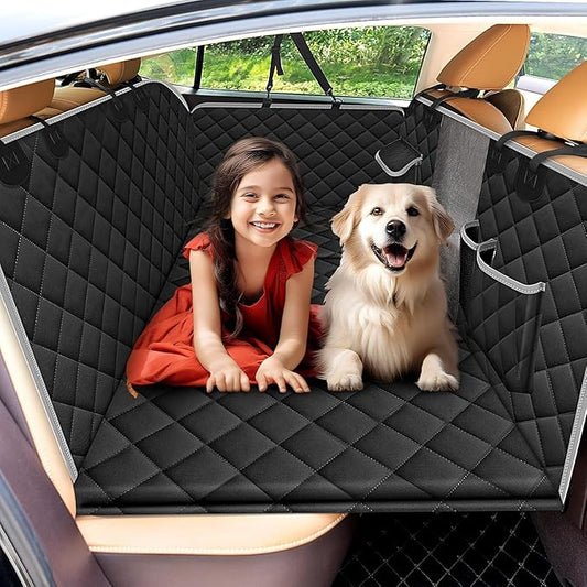 Dog Car Seat Cover for Back Seat, Back Seat Pet Cover with Side Protection and Viewing Window, 600D Heavy Duty Scratch Proof Nonslip Durable Soft Back Seat Covers for Cars Trucks and SUVs