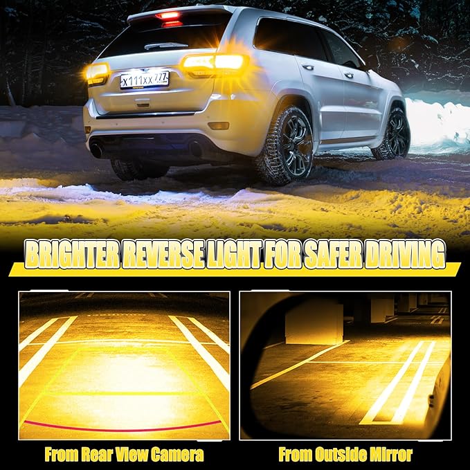 912 921 LED Bulb for Backup Reverse Lights, 2835 15-SMD Chipsets Error Free 300% Super Bright 906 922 W16W T15 LED Lights - (Pack of 2, Amber)