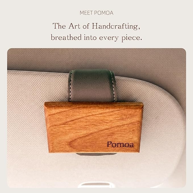 Car Air Freshener with Premium Leather Visor Clip, North American Alder Wood Scent Diffuser, Refillable Solid Wood Odor Eliminator for Vehicle Cabin, Truck & SUV, No Liquid, No Mess (Jasmine Cloud)