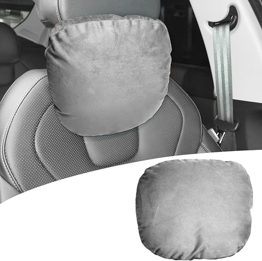 1 Pack Universal Car Headrest & Neck Support Pillow Soft Auto Seat Headrest Neck Rest Cushion for Driving with Adjustable Strap, Memory Cotton and Removable Cover, Ergonomic Design Gray