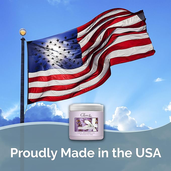 Clear Air 15oz Gel Odor Eliminator - Absorb & Remove Strong Odors from Pets, in Bathrooms, Basements, Garage, Cars, RVs & Boats - Eliminate Tough Odors with Essential Oils (Vanilla Lavender, 2-Pack)