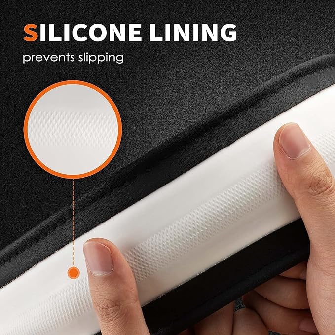 HOTOR Car Steering Wheel Cover - Universal Car Accessory for Diverse Cars, Leather Cover with Anti-Slip Lining, for Steering Wheel with a Diameter of 14.5"-15",Black