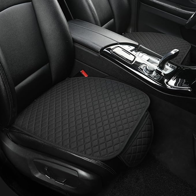 West Llama Linen Car Seat Covers,Bottom Seat Covers for Cars Include 2 Piece Front Driver Seat Pad Mat Universal Fits 90% Vehicles,SUVs,Cars,Sedans(2Piece-Black)
