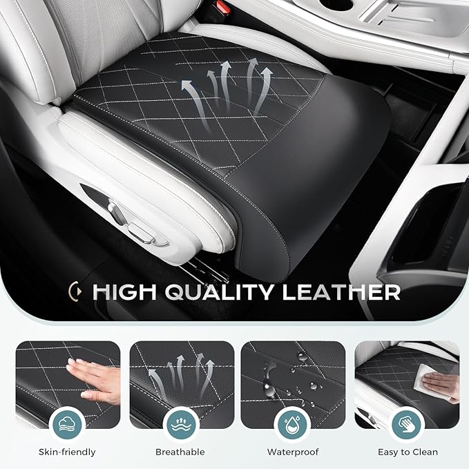 Coverado Car Seat Extender Leg Support, Leather Leg Support Cushion, Car Leg Extender Cushions for Long Driving, Waterproof Car Seat Cushions Leg Rest Pad Universal Fit for Most Car Seat (Black)