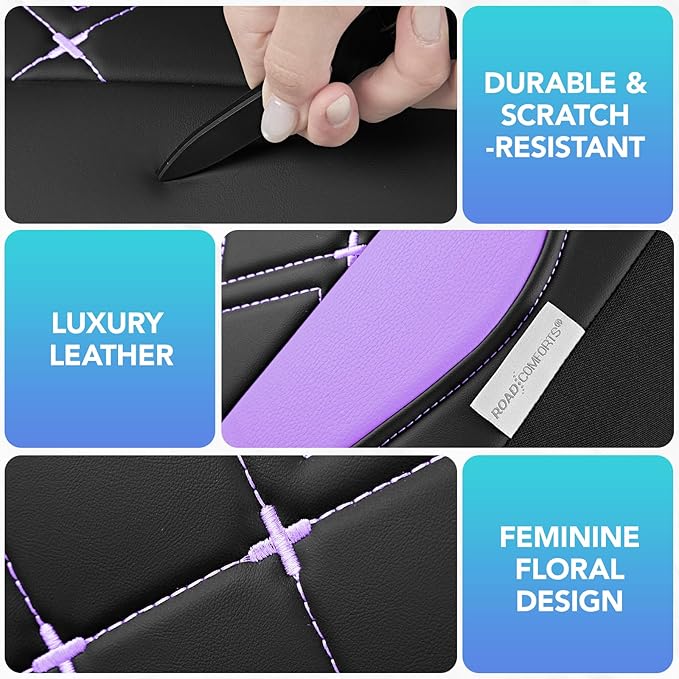 Road Comforts Seat Covers, Premium Leather Car Seat Covers Front Seat for Women Girls,Airbag Compatible, Automotive Seat Covers Universal Fit Most Cars,Vans,Truck,SUV