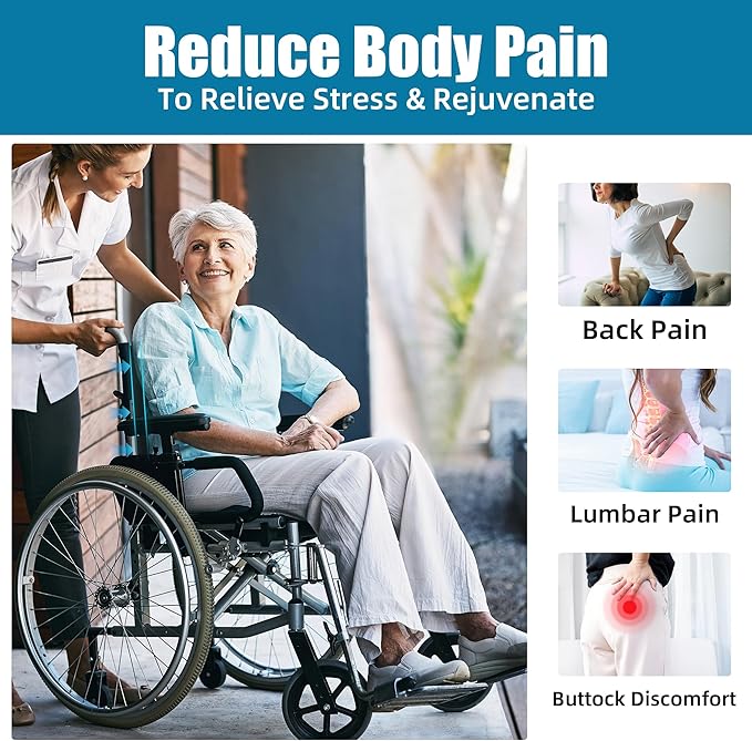 BALAPET Wheelchair Back Cushion,3.5’‘ Thick Wheelchair Cushions Ergonomic Design Foam Support Lumbar Pillow for Long Sitting Reduce Back Pressure Essential Wheelchair Accessory