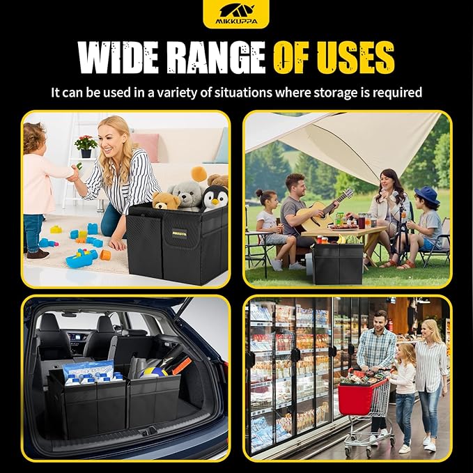 MIKKUPPA Car Trunk Organizer - 35L Collapsible Trunk Organizer with Lid, Sturdy Car Storage for SUV Auto Truck Van (Black, 2Pack)