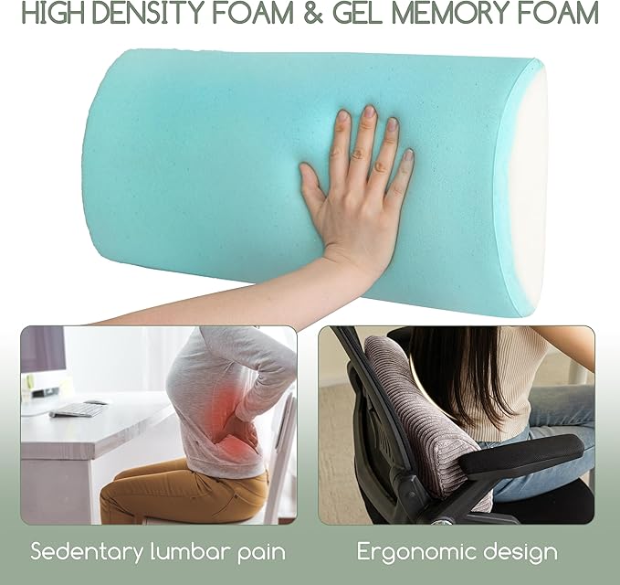 HIGOGOGO Lumbar Support Pillow for Recliner Chair/Accent Chair/Couch, Memory Foam Back Support Cushion for Elderly, Recliner Cushions for Back Rest, Pain Relief, Reading, Washable Cover, Grey