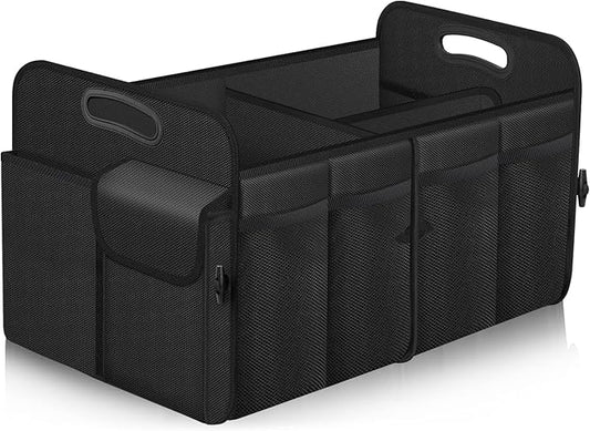Femuar Car Trunk Organizer, Trunk Storage Organizer with 72L Large Capacity Waterproof Collapsible and 11 Pockets, Trunk Organizer for Suv/Jeep/Sedan, Large Size, Black