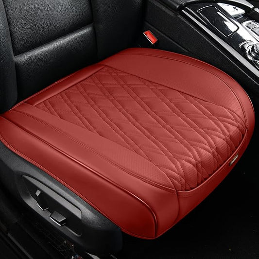 1PCS Seat Covers for Cars, Automotive Seat Covers & Accessories, Breathable Nappa Leather Car Seat Covers Cushion Protector Interior Décor for Women and Men, Wine Red