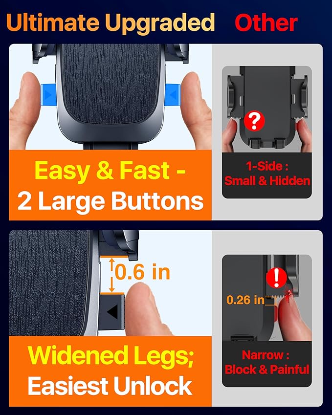 [Military-Grade Anti-Shake & 360° Rotatable Suction] 2026 Upgraded Car Phone Holder Mount【90+LBS Safest Strongest & Patent Certs】Dashboard Windshield Vent for iPhone 17 16 15 Pro Max Samsung, Black