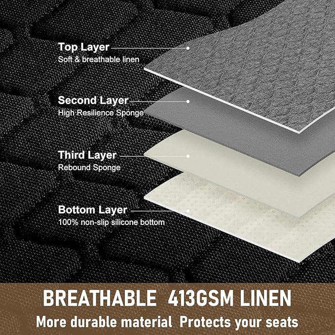 Linen Car Seat Covers for Cars - Non-Slip and Soft, 2 PCS Bottom Seat Cover Protectors with Storage Pocket, Linen Front Seat Covers Used for SUVs, Cars, Sedans (Deep Grey)