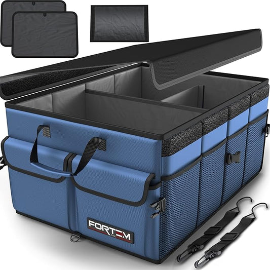 FORTEM Trunk Organizer For SUV Car Trunk Organizer, Foldable Storage, Car Accessories for Women Men, Collapsible Bag, Perfect Christmas Gifts, 600D Oxford, Non Slip Bottom, Straps, Soft Cover (50L)