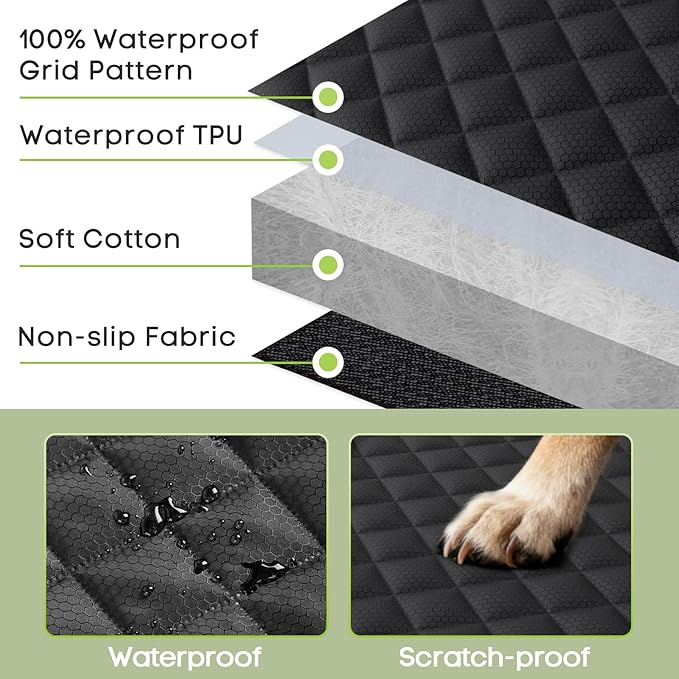 Dog Car Seat Cover for Back Seat, Waterproof Pet Bench Seat Cover for Dogs, Scratchproof Nonslip Rear Seat Protector for Cars, Trucks, SUVs