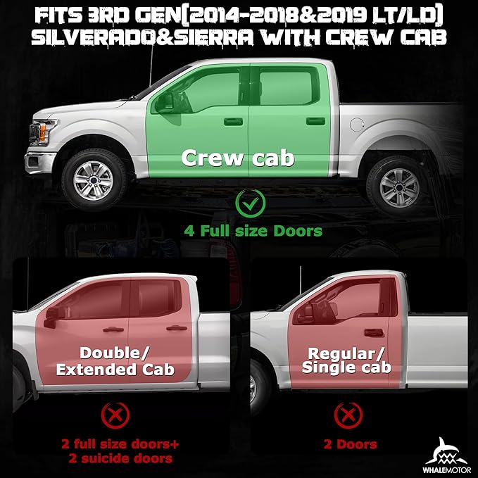 Underseat Storage Compatible with 2014-2018 Chevy Silverado/GMC Sierra Crew Cab 1500(Inclu.2019 Ld/Lt)& 2015-2019 2500 3500 HD, Upgraded Rear Under Seat Organizer Cargo Box