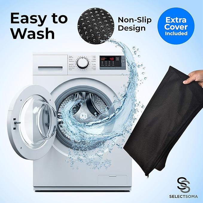 SelectSoma Super Large Gel Seat Cushion for Long Sitting - 18.5" x 17.5" - Breathable Cooling Design - Pressure Relief for Sciatica, Tailbone & Back - Office Chair, Wheelchair, Car & Truck Cushion