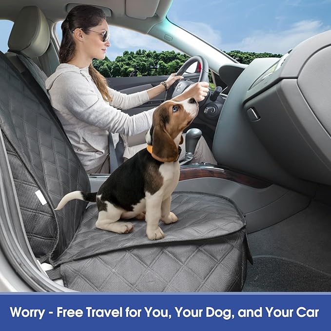 Heavy Duty Front Seat Cover with Side Flaps - Waterproof Secure Fit Captain Seat Protector for Dogs & Humans, Protects from Dirt, Fur, Scratches, Fits Cars, SUVs, Trucks, Minivans(2-Pack)