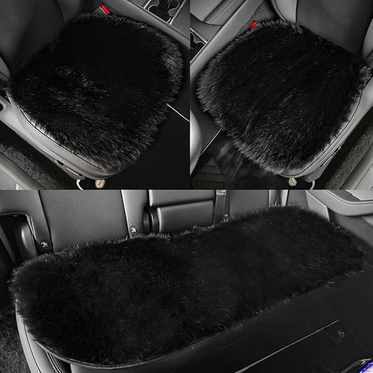 Winter Car Plush Seat Cushion, Thickened Warm Cushion, Universal Car Seat Cover, Front/Rear Row Single Piece Interior Seat Pad (2pcs Front Seat Cushions + 1pcs Rear Seat Cushion)