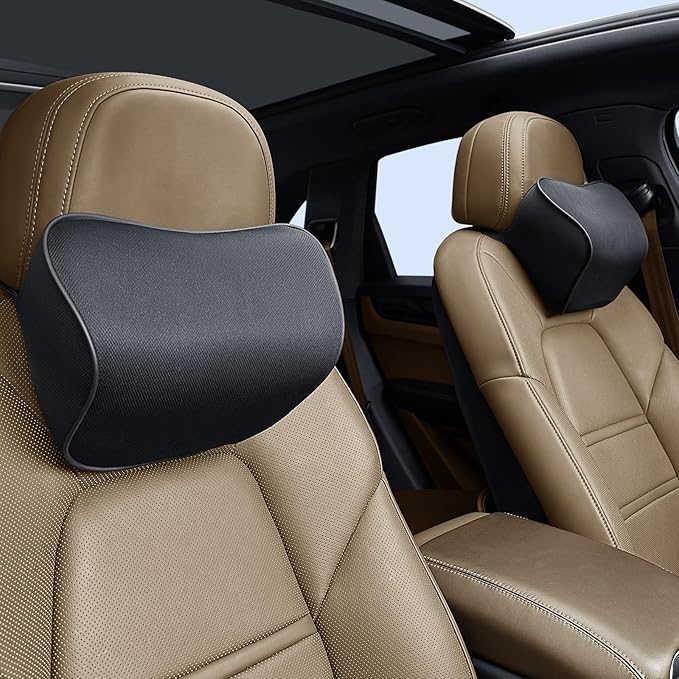 Car Neck Pillow for Driving, Soft Car Neck Pillow Memory Foam Neck Support Pillow, Comfortable Ergonomic Design for Travel, Cervical Support and Neck Pain Relief (Black, 1Pcs)