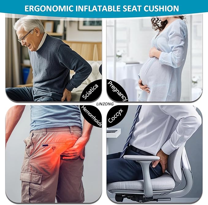 Travel Cushion Airplane Seat,Plane Seat Cushion for Long Flights,Portable Inflatable Seat Cushion for Air Travel,Office,Car and Wheelchair,Comes with Air Pump and Storage Bag