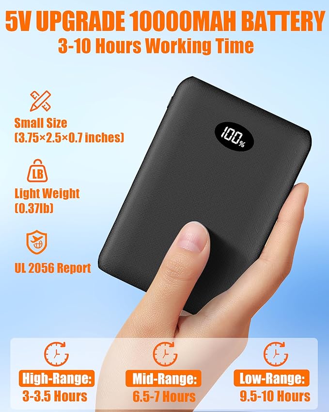 10000mAh Heated Seat Cushion Battery Operated - Foldable Portable USB Rechargeable Heating Seat Cushion for Office, Bleacher, Stadium,