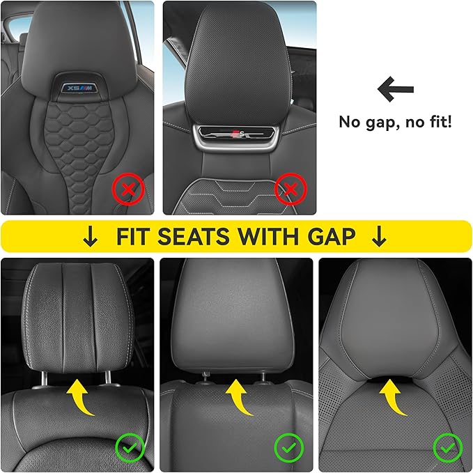 2Ps car headrest Pillow, car Neck Pillow for Driving, 11.8x7.5 inches Head Rest Pillow for car,Fits Most car Models, Suede Fabric with Polyester Fiber Filling(Black)