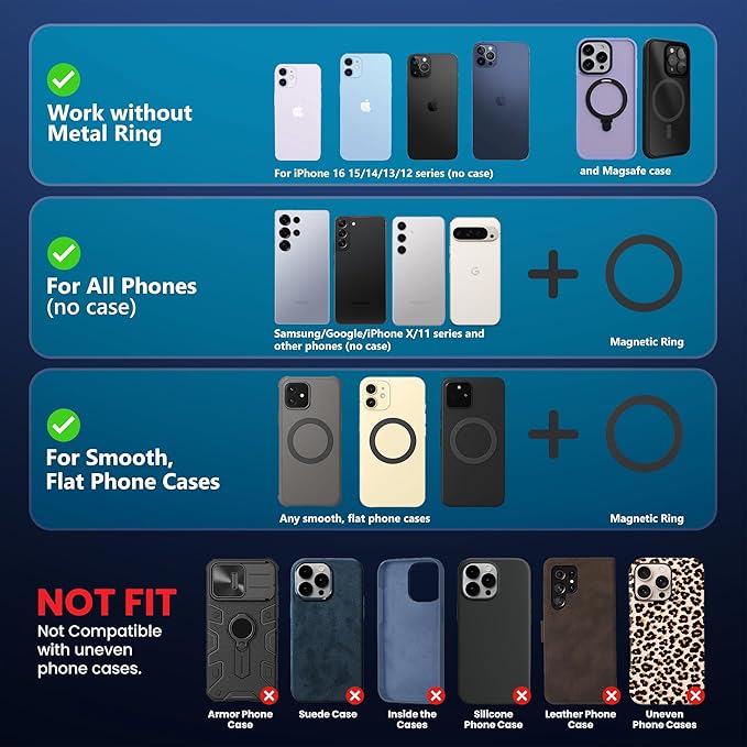 Ryvlan Carmount Vacuum Magnetic Phone Mount for Car– Magsafe Suction iPhone Stand, Content Creator Phone Holder & Car Mount, iPhone Holder for Dashboard & Windshield, Suction Cup Car Tripod