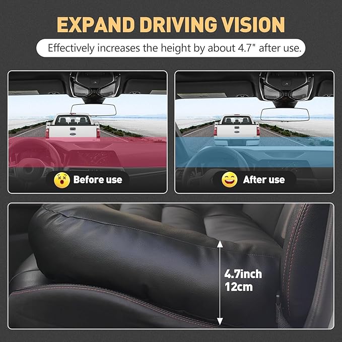 Booster Car Seat Cushion, Thick Leather Car Seat Cushion Pad for Adult to Raise Height, Portable Backless Car Seat Pillow with Handle for Trucks Driving, Suvs, Office Chairs, Wheelchairs