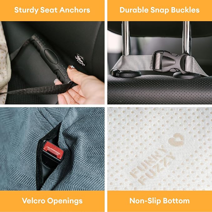 FUNNY FUZZY Dog Car Seat Cover for Back Seat, Waterproof, Scratchproof Car Seat Protector for Dogs Nonslip, Dog Back Seat Covers for Cars, Trucks and SUVs, Back Seat(18.1''W x 53''L×22" H)