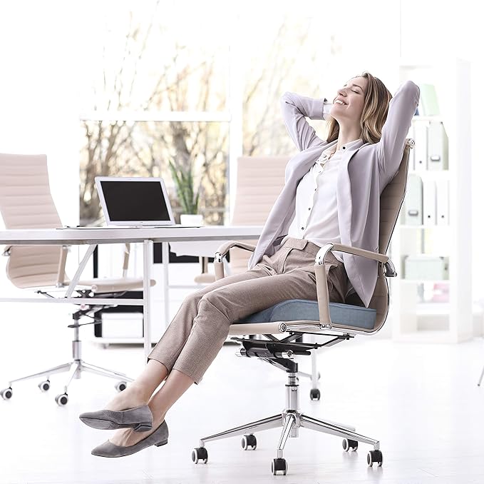 Large 19"x17"x3.25" Medium-Firm Memory Foam Seat Cushion with Cooling Effect, Washable Cover and Non-Slip Base for Office Chairs, Wheelchairs, Recliners, Cars - Back Pain Relief - Gray