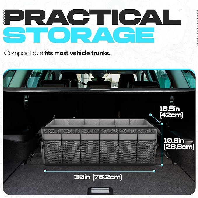 FORTEM Trunk Organizer For SUV Car Trunk Organizer, Foldable Storage, Car Accessories for Women Men, Collapsible Bag, Perfect Christmas Gifts, 600D Oxford, Non Slip Bottom, Straps, Soft Cover (85L)