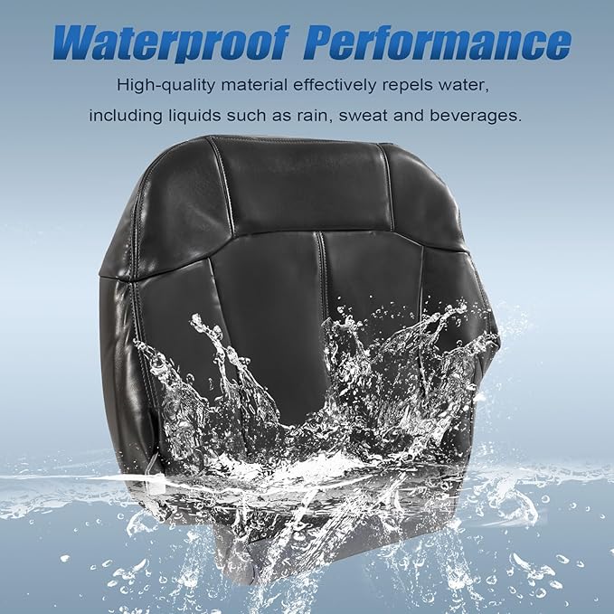 SecosAutoparts Driver Side Foam Cushion & Bottom Leather Replacement Seat Cover Dark Gray Compatible with Chevy Silverado Tahoe Avalanche Suburban Compatible with GMC Sierra Yukon 1999 2000 2001 2002