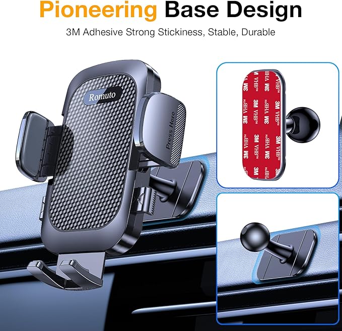 Romuto Car Phone Holder Mount【Super Suction】 Cell Phone Mount Phone Holders for Your Car Accessories for Women Men Dashboard/Windshield/Vent/Wall Shower Mounts Truck Stand for iPhone Samsung