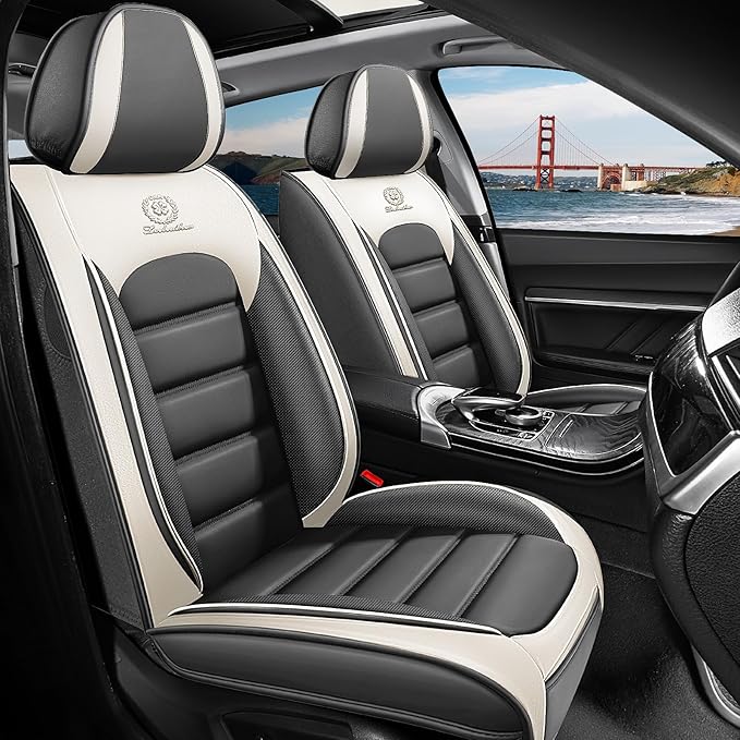 2 Seat Covers Fit for Acura ZDX 2024, Waterproof Premium Leather Automotive Accessories Seat Protectors Seat Cushions Wear-Resistant Car Seat Covers（Gray&White,Front Only）