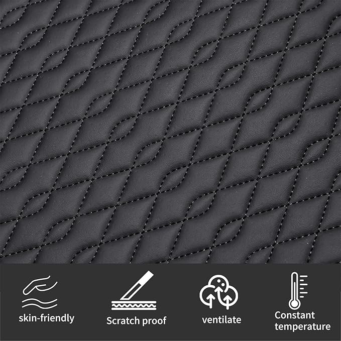 SanQing 2PCS Car Seat Cover Luxury Napa Leather Rear Seat Covers for Tesla Model 3 Car Seat Bottom,Heavy Duty Seat Cushion Protector Without Backrest (Leather Black Rear, Model 3)