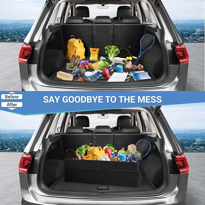 MIU COLOR Trunk Organizer for Car, Car Organizer, 12 Pockets Trunk Organizer for SUV, Durable Oxford, Non-Slip Bottom, Trunk Storage Organizer for Sedans, Van, Jeep, Grocery, Large 3 Compartments