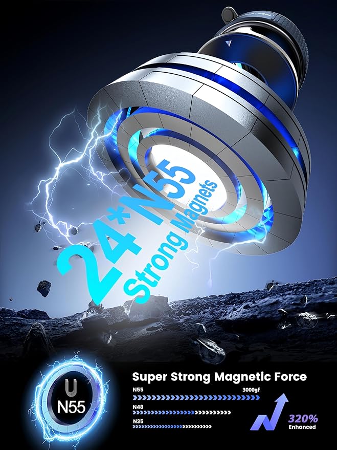 Upgraded 360° Vacuum Magnetic Phone Holder, Magnetic Car Phone Mount, Hands-Free Suction Cup Phone Holder for Car/Gym/Mirror/Shower, Car Mount Compatible with iPhone 17 Pro Max/Android