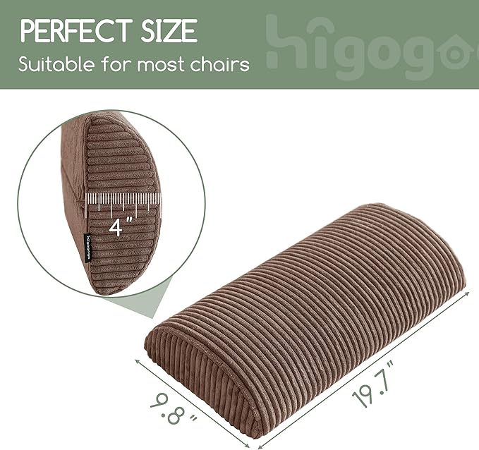 HIGOGOGO Lumbar Support Pillow for Recliner Chair/Accent Chair/Couch, Memory Foam Back Support Cushion for Elderly, Recliner Cushions for Back Rest, Pain Relief, Reading, Washable Cover, Brown
