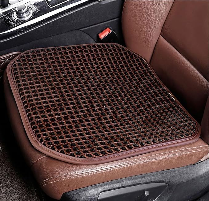 New Summer Vented Cooling Air Mesh Seat Cushion Pad For Car,Universal Ventilated Breathable Seat Cover Fits Car SUV Truck Van Pickup Of Driving Seat For Men Women (Brown-1PcsSeatPad+1PcsBackCushion)