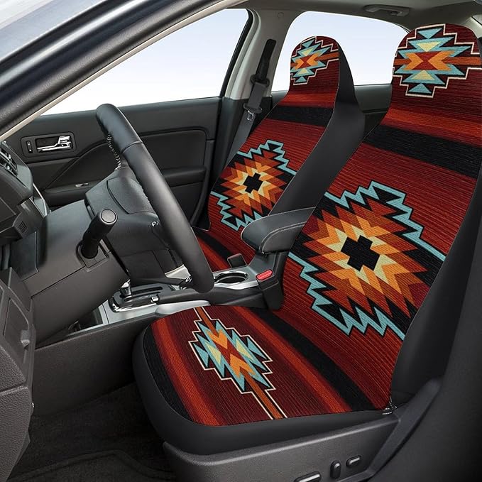 10 Pcs Brown Universal Car Seat Covers Full Set, Breathable & Washable Car Seat Covers Full Sets, Fashionable Printed Covers for Cars Interior, Universal Fit