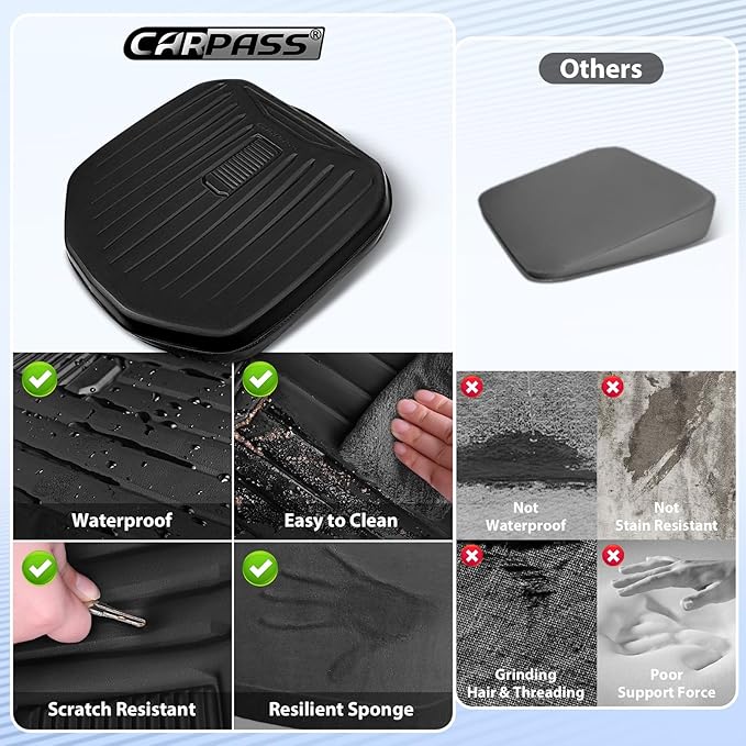 CAR PASS Premium Leather Car Seat Cushion, Comfort Memory Foam Driver Seat Cushion for Long Driving, Waterproof Non-Slip Seat Cushions for Cars, Truck, SUV, Office Chairs, Stadium, Black